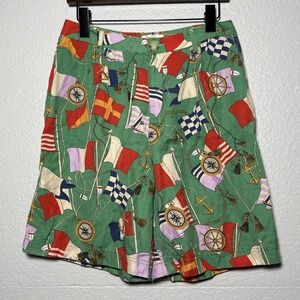 Anthropologie Maeve Printed Bermuda Shorts Nautical Sailing Old Money Size 10